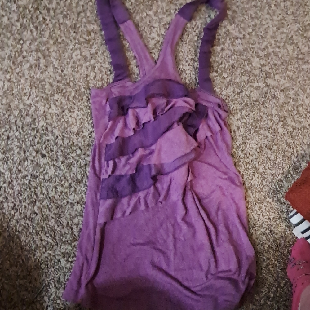 Purple Ruffled Tank Top